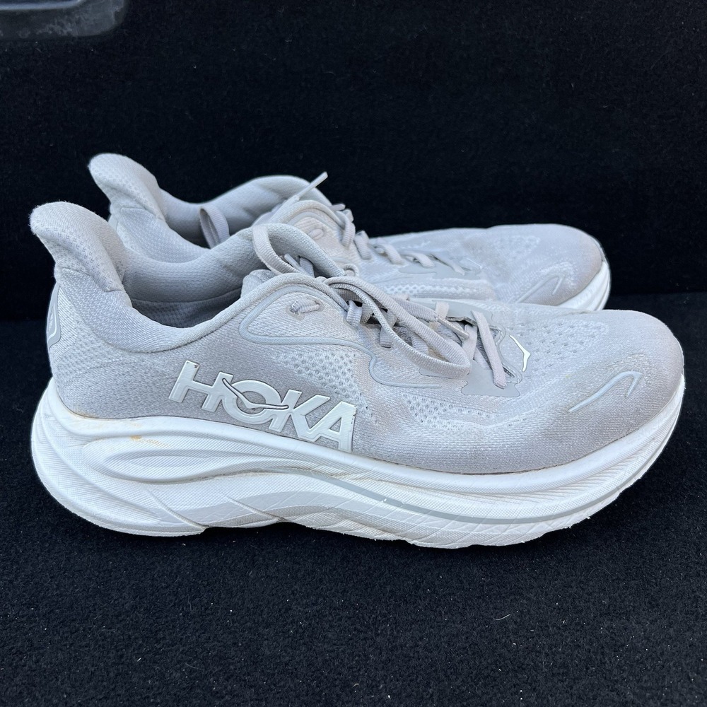 Hoka Men's Size 9.5 2E Wide Clifton 10 Shoes Gray White